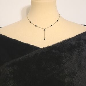 Elegant Silver and Iridescent Black Beaded Necklace